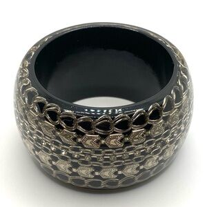 Bracelet Artisan Wooden Resin Heavy Chunky Statement Bangle 8”